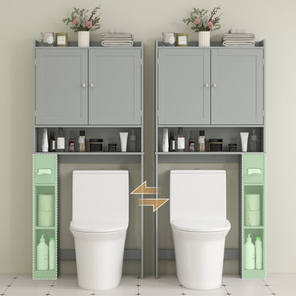 Furatek Over-the-Toilet Storage Cabinet – Modern Bathroom Organizer with 2 Doors & Toilet Paper Holder, Gray