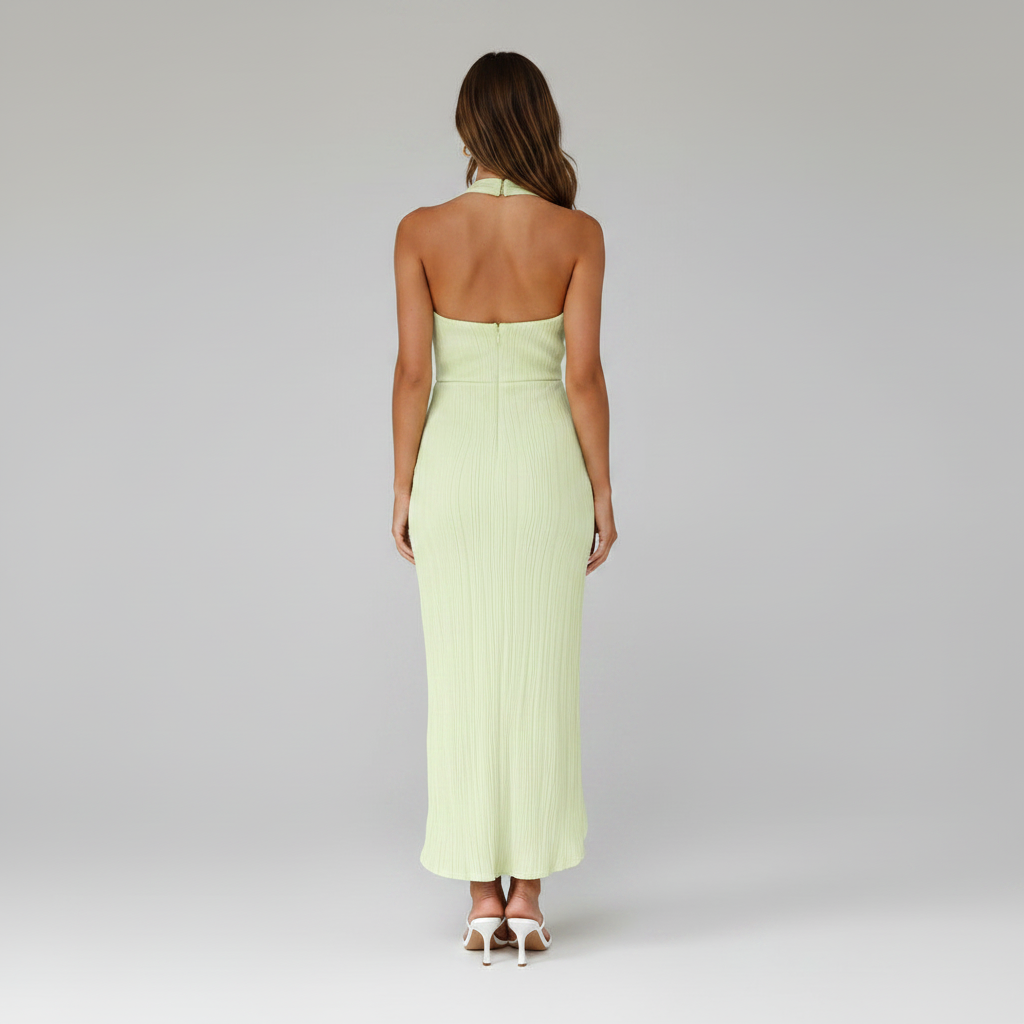 Halter Neck High Slit Maxi Dress – Backless Summer Formal Dress