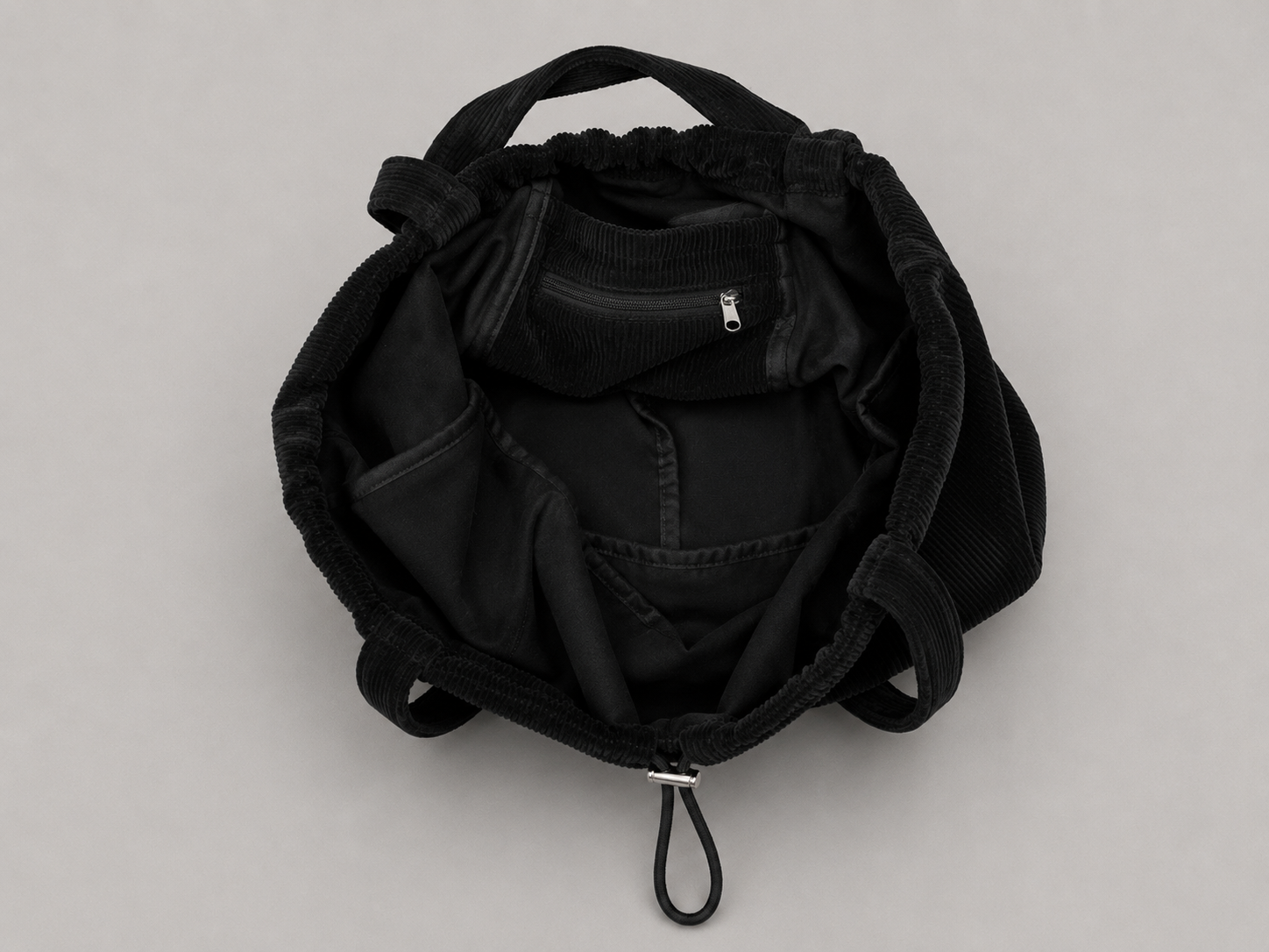 Corduroy Drawstring Shoulder Bag – Large Multi Pocket Tote Bag