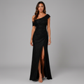 Off-Shoulder Evening Gown – Black Front
