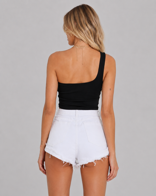 Asymmetric One Shoulder Crop Top – Slim Fit Sleeveless Summer Top